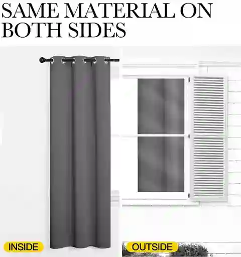 Cortinas Con Aislamiento Térmica Ojal Opacas Insonorizado X1 Gris