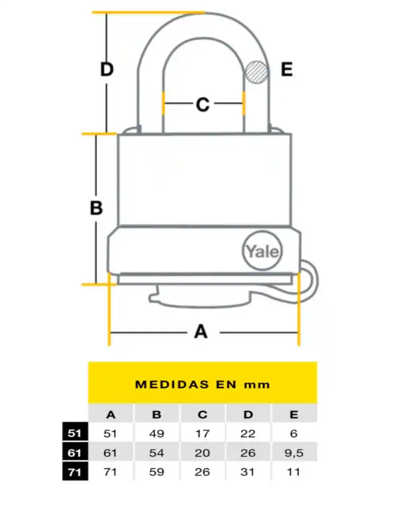 Candado Para Intemperie Alta Seguridad 51mm Yale