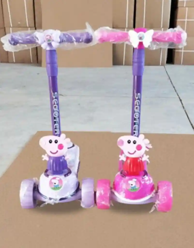 Monopatín Scooter Patineta Tripatin Bebes Niños Niñas Luces Peppa Pig Rosada Disney