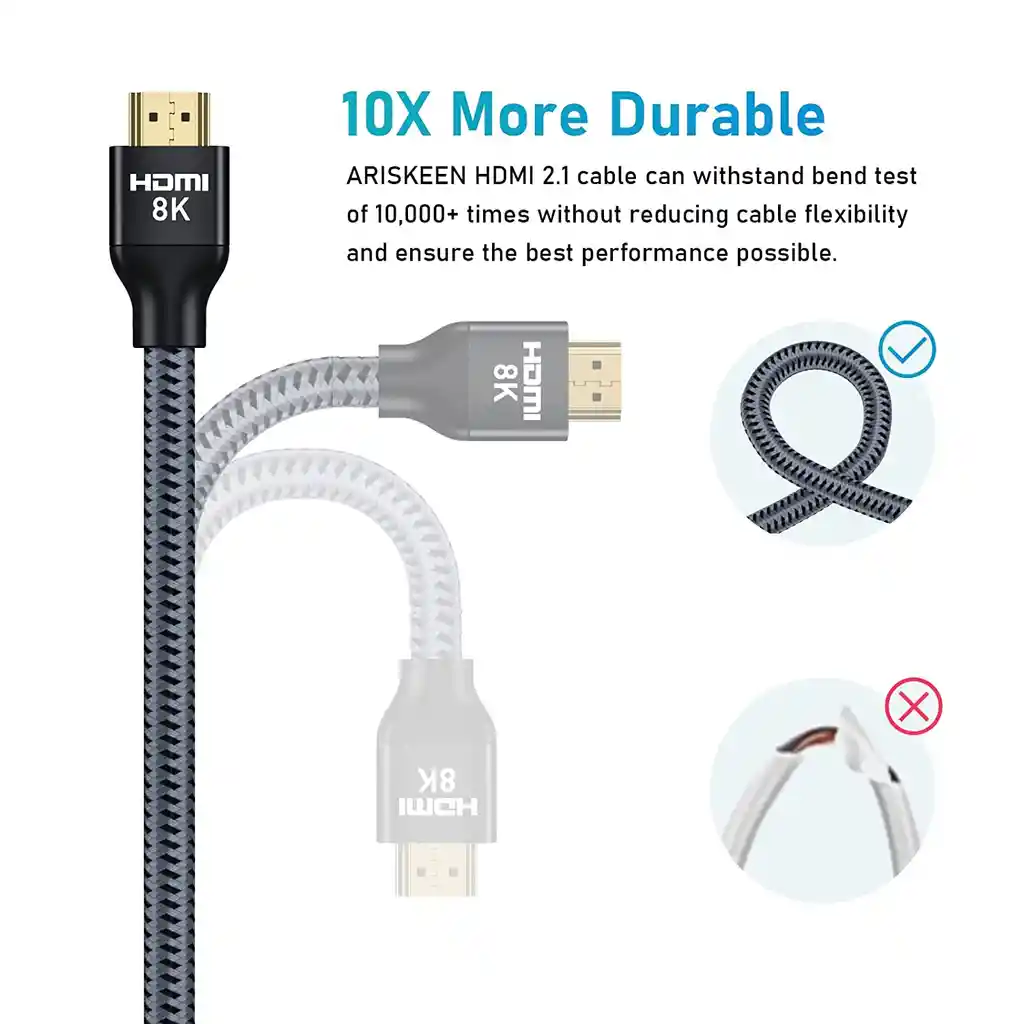 Cable Hdmi 2.1 8k Alta Velocidad 3 Metros Ultra Hd 48 Gbps