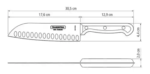 Cuchillo Santoku 7 Tramontina Ultracorte Acero Inoxidable 23868107