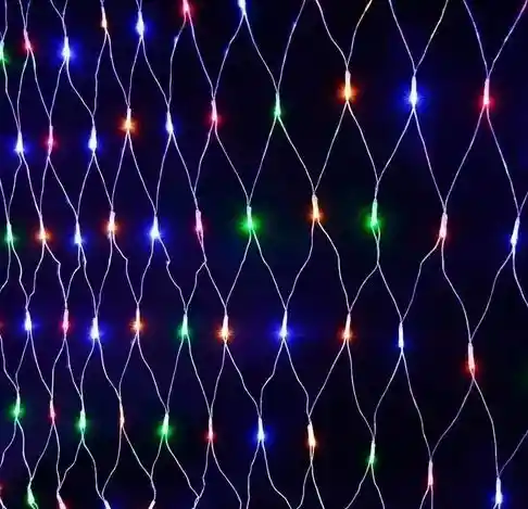 Luces De Navidad Malla Luz Multicolor 2mx2m 160 Bombillos Cable Siliconado Decoracion Adorno