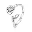 Anillo Elegante Para Mujer Ajustable Flor Rosa En Plata 925