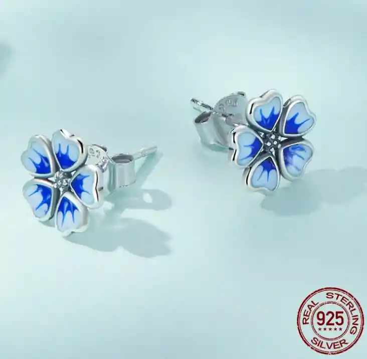 Aretes Topos Flor Primavera Para Mujer En Plata 925