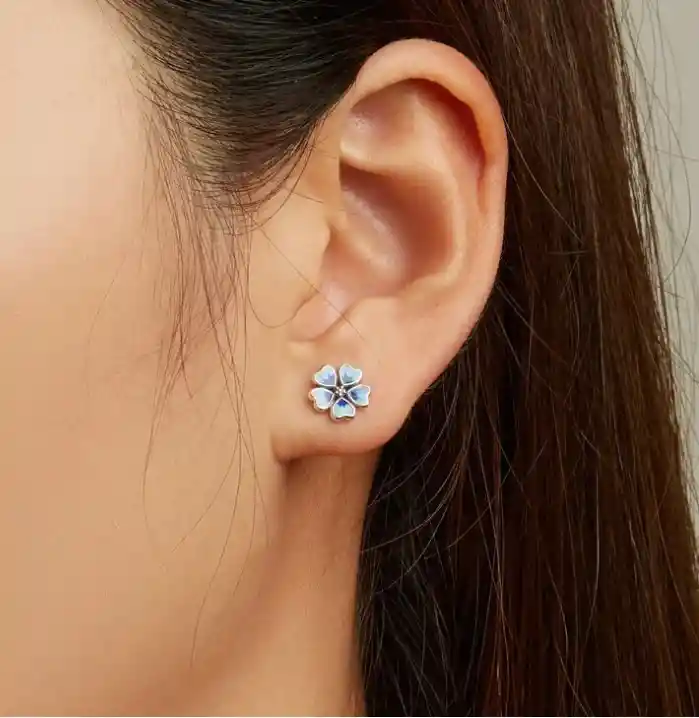 Aretes Topos Flor Primavera Para Mujer En Plata 925