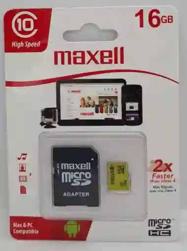 Memoria Microsd Sdhc Cl10 Con Adaptador Sd 16gb Maxell