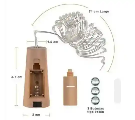 Luz Led Tipo Corcho Para Decoración Botellas Luz Calida