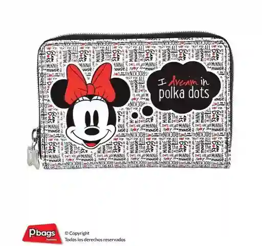 Billetera Minnie Mouse Blanca Cuadrada Disney