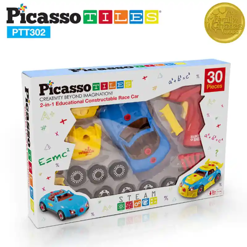 Picasso Tiles Take-a-part Juego De Construcción De Coche De Carreras Con Motor De, Led Sonido, Tornillos Incluidos
