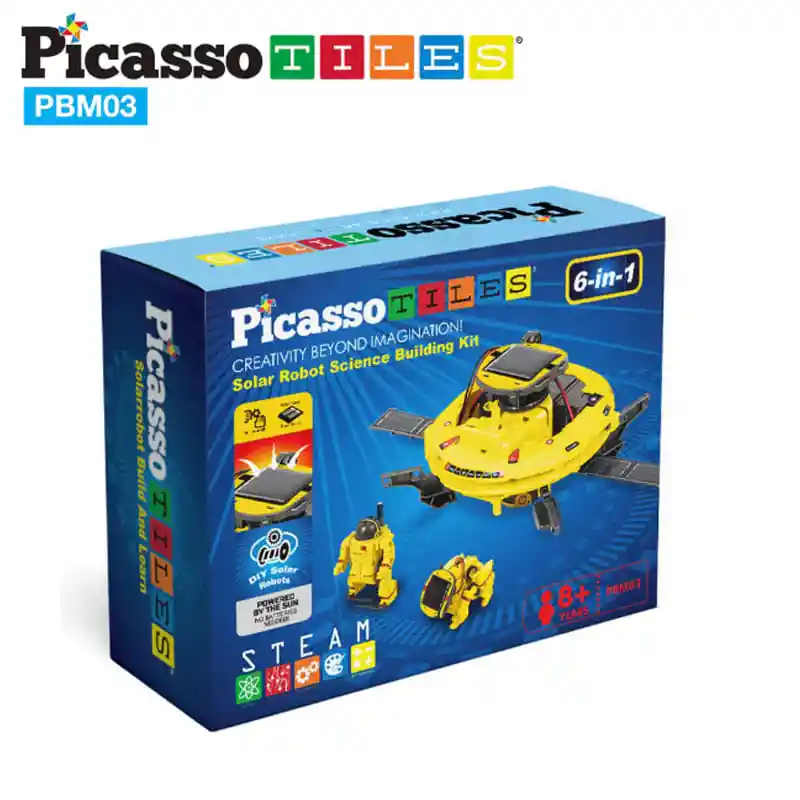 Picasso Tiles Juego De Construcción Set 6 En 1 Robot Solar Kit Espacio.