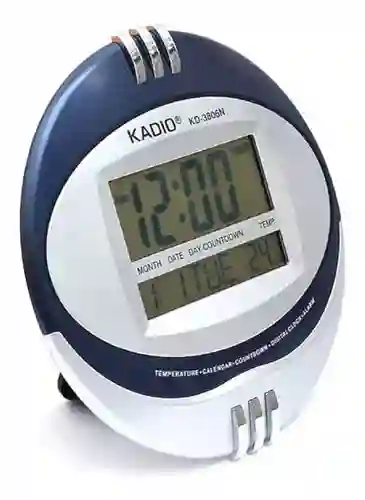 Reloj Pared Kadio Digital Kd3806 Hora Fecha Alarma Termometro Redondo