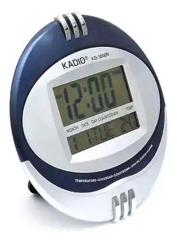 Reloj Pared Kadio Digital Kd3806 Hora Fecha Alarma Termometro Redondo