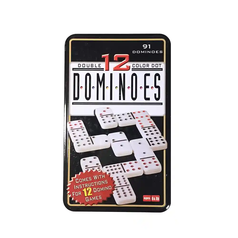 Domino Caja Metálica Doble 12 Con 91 Fichas Grandes