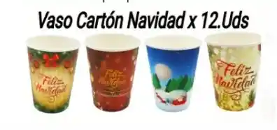 Vasos De Cartón Navidad X 12 Unidades