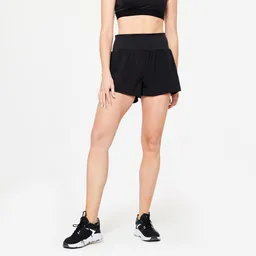 Pantalón Corto 2 En 1 Fitness Mujer Talla S Negro Ahumado