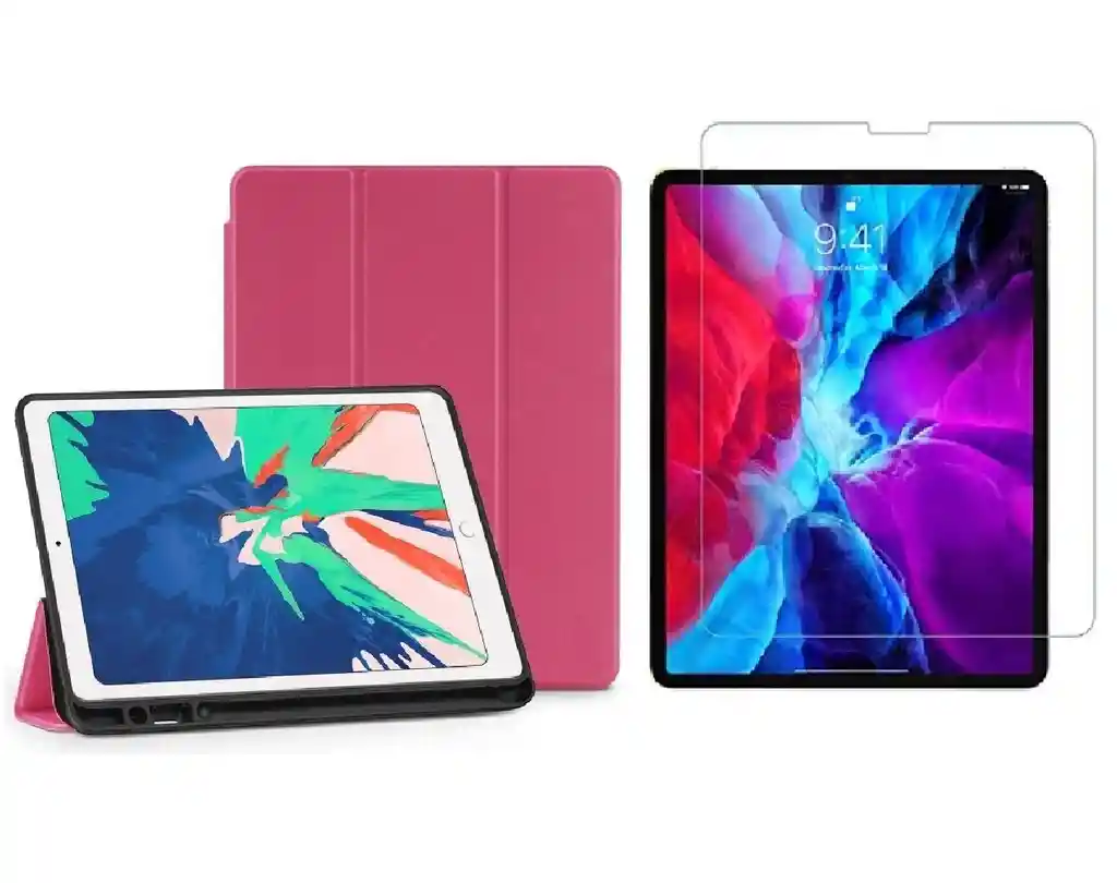 Estuche Smart Case Para Ipad Pro 11 4ta Gen. 2022 Color Fucsia + Vidrio Templado