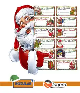 Tarjetas Adhesivas Navideñas X10 Unidades