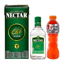 Aguardiente Nectar Comboverde Litro +Verde 375 + Gatorade Frutos Tropicales
