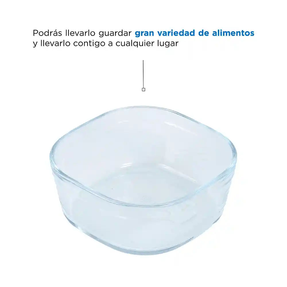 Contenedor Alimentos de Vidrio Resistente al Calor Azul Miniso