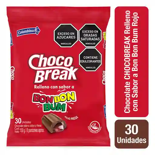 Choco Break Chocolatina con Relleno Sabor Bon Bon Bum