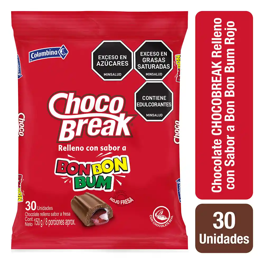 Choco Break Chocolatina con Relleno Sabor Bon Bon Bum