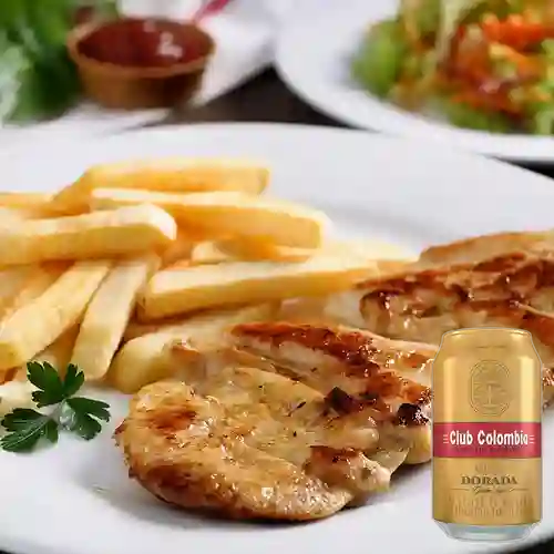 Combo Pechuga a la Plancha + Club Col. Dorada Lata 330ml