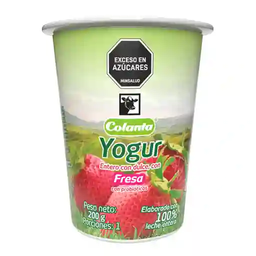 Yogur Entero Fresa Colanta Vaso x 200 g