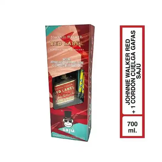 Combo Johnnie Walker Red Label 700 Ml + Cordon Cuelga Gafas Saju