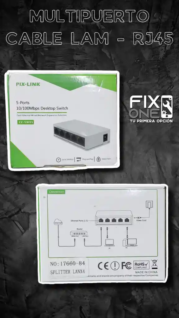 Multipuerto Cable Lam Rj45