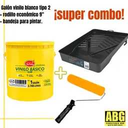 ¡¡ Super Combo!! Galón Vinilo Tipo 2 + Rodillo Felpa Económico 9" + Bandeja Para Pintar.