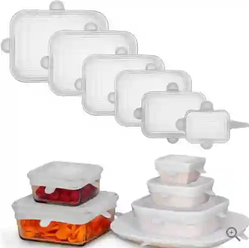 Setx6 Tapas De Silicona Reutilizables Elásticas Cuadradas Alimentos