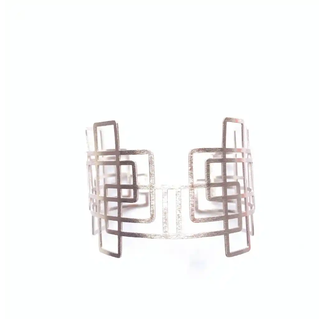 Brazalete Tejido Cuadrícula Baño Plata