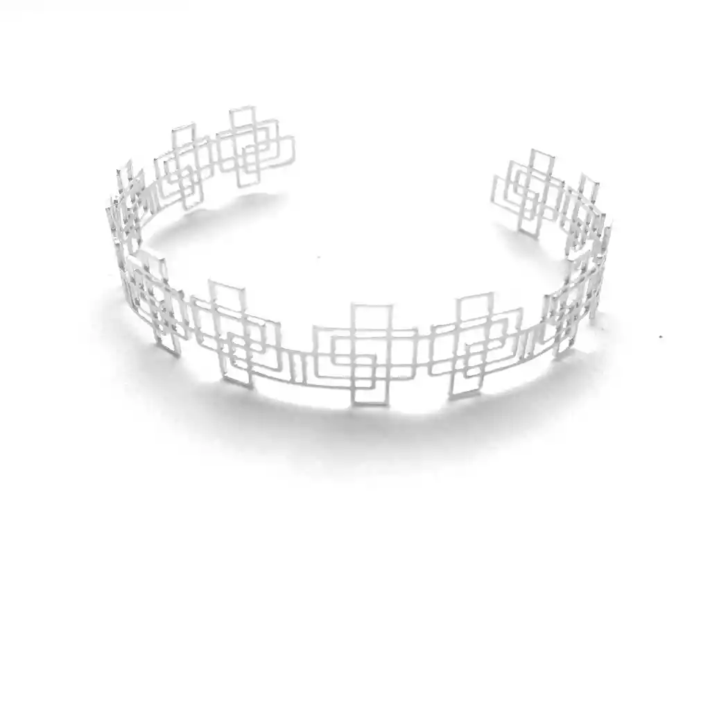 Brazalete Tejido Cuadrícula Baño Plata