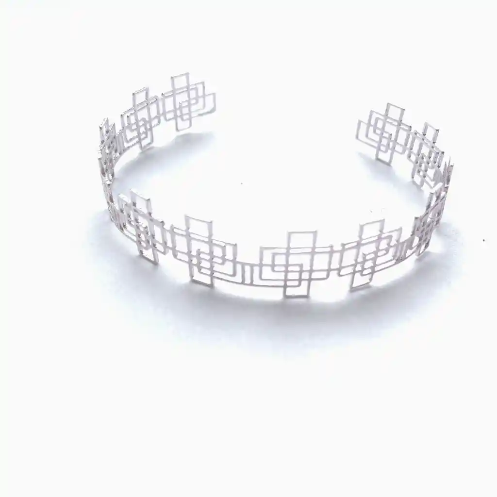 Brazalete Tejido Cuadrícula Baño Plata