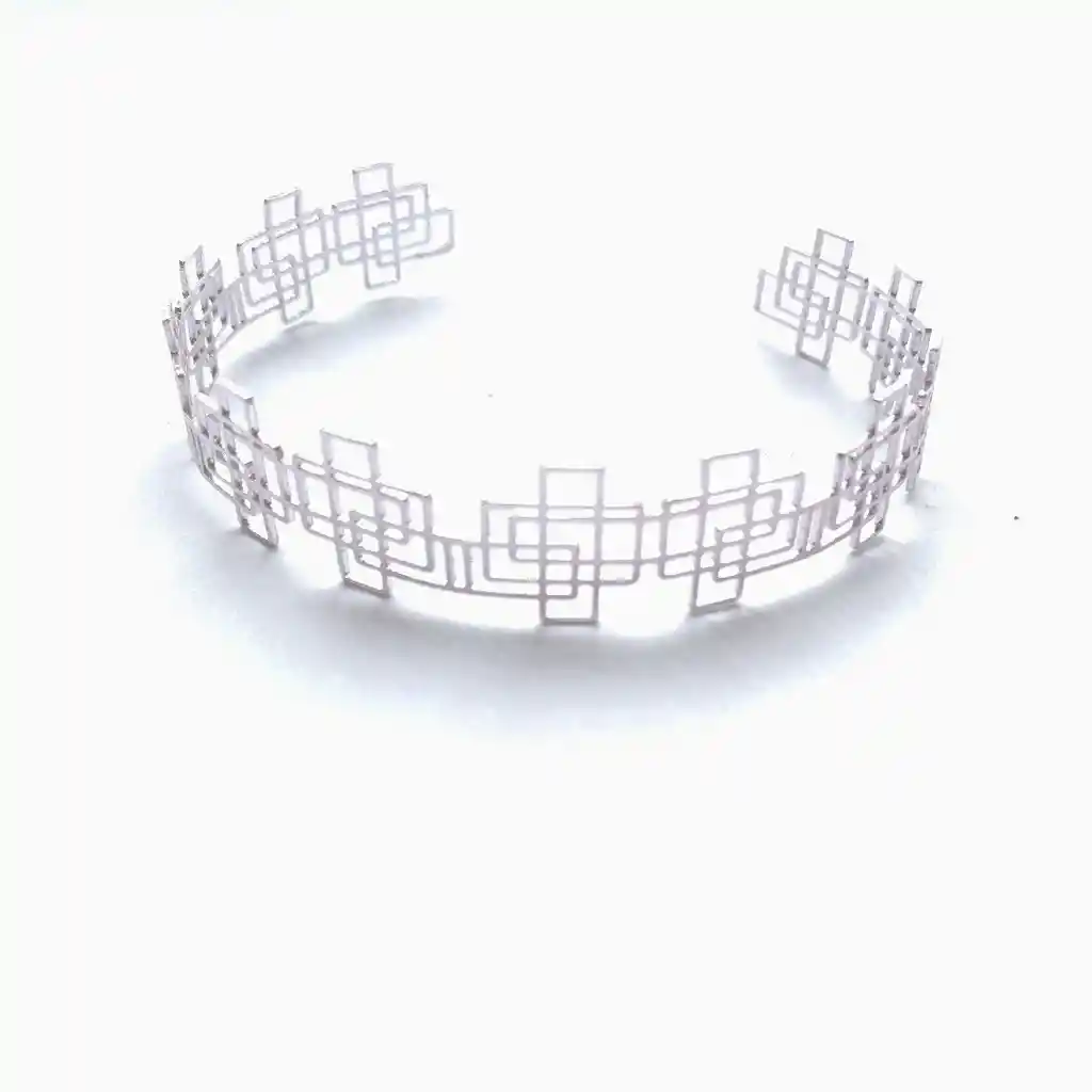 Brazalete Tejido Cuadrícula Baño Plata