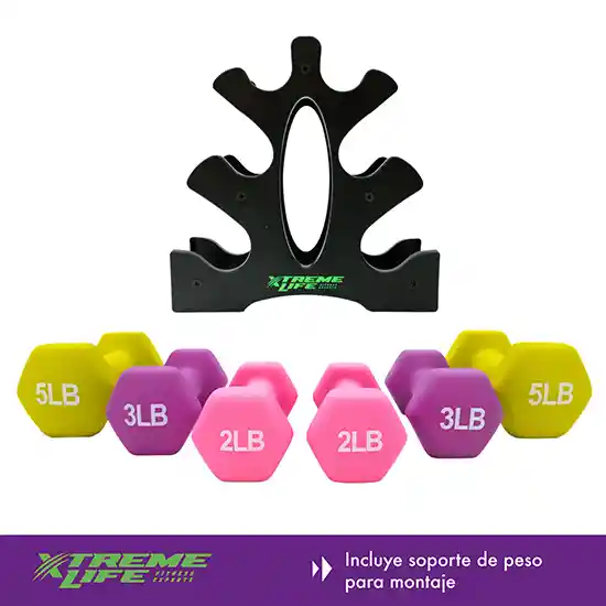 Kit Mancuernas Ejercicio Neopreno Par 2lb 3lb 5lb Rack