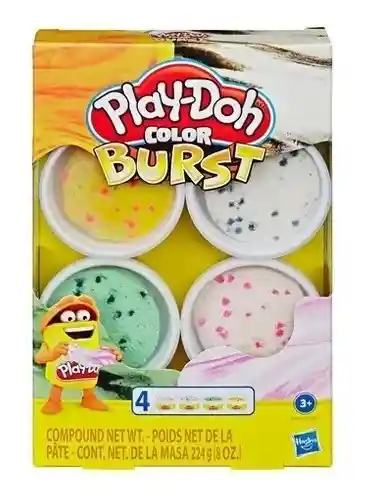 Set De 4 Frascos De Plastilina Play Doh Color Burst