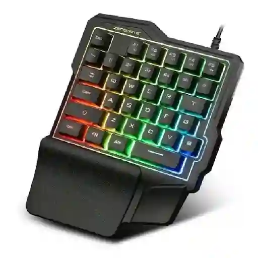 Teclado Gamer Una Mano Color Negro Con Luz Rainbow