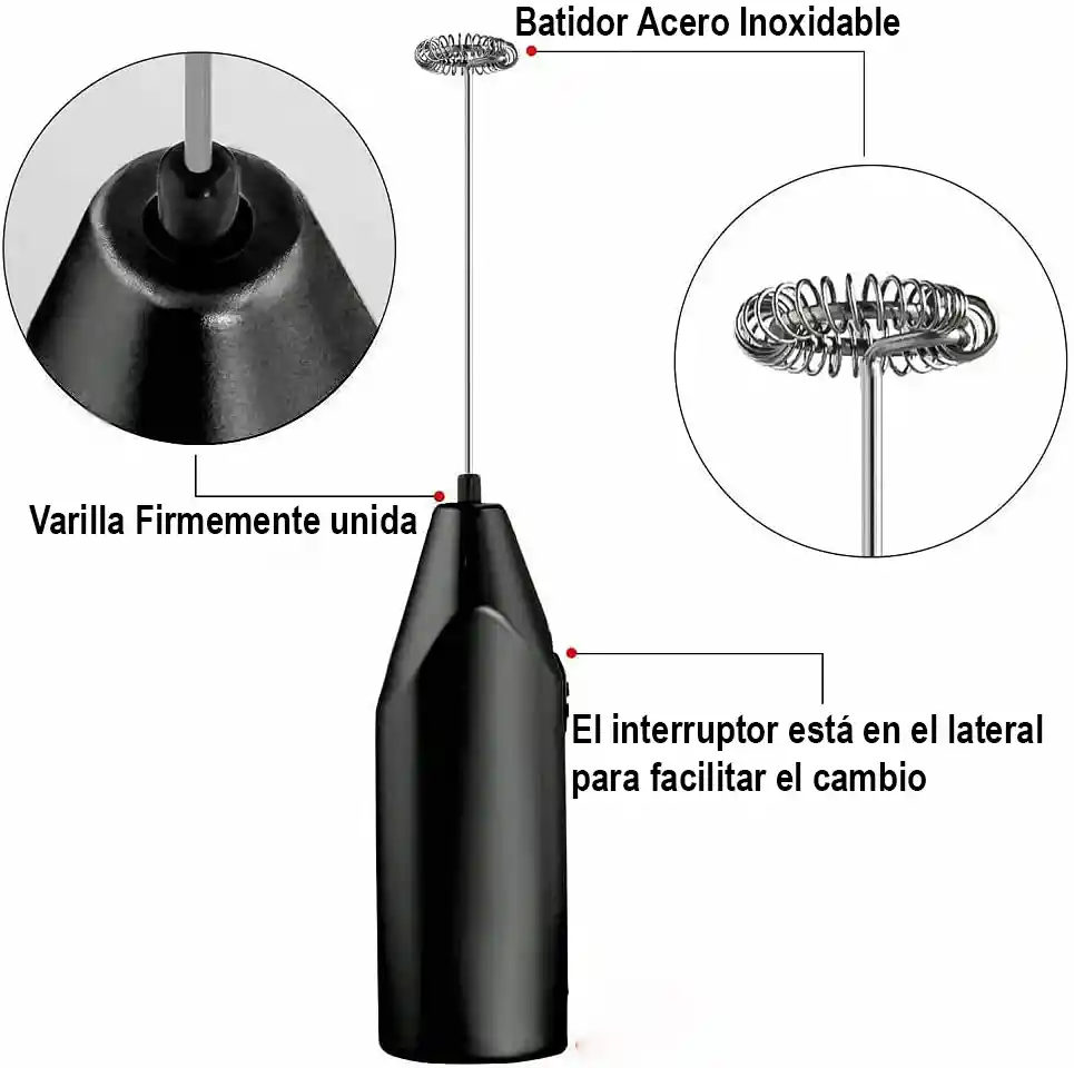 Batidor Espumador Eléctrico Leche Capuchino Portátil Mezclador