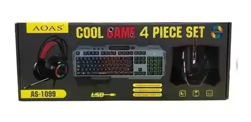 Set Gamer Teclado Mouse 7 Botones/ Rgb / Diadema / Pad Mouse - Aos 1099