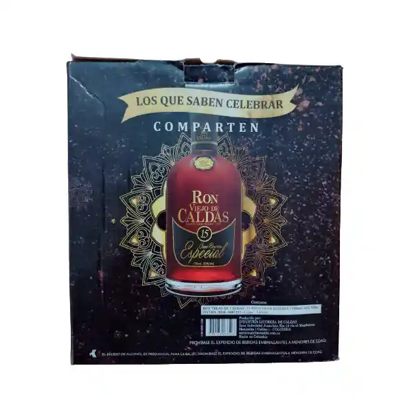  Estuche Regalo Copas Navidad  Ron Viejo De Caldas 15 Anos 