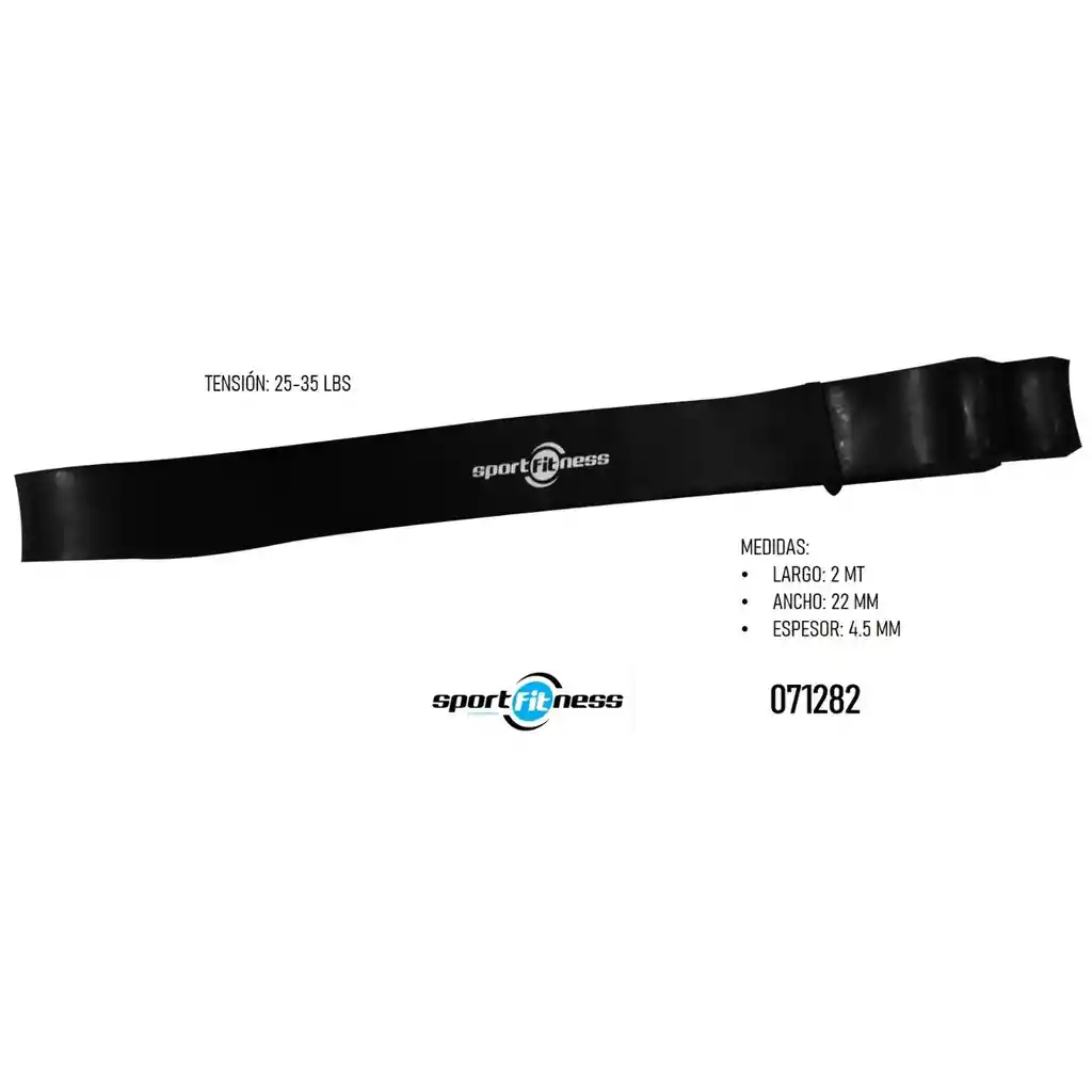 Banda De Poder Elástica Negra Sportfitness 25/50 Lbs Tension