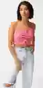 Cotton On Crop Top Rosado Corrugado