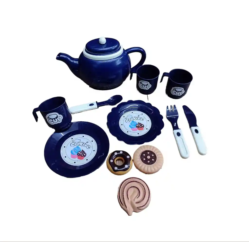 Set Kit Cocina Cocinita Juguete Utensilios Para El Té Azul