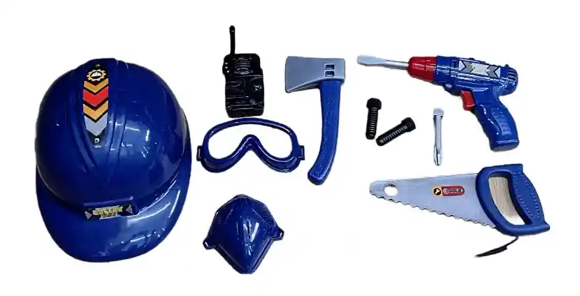 Set Kit De Herramientas Construcción Para Niños Juguete Azul