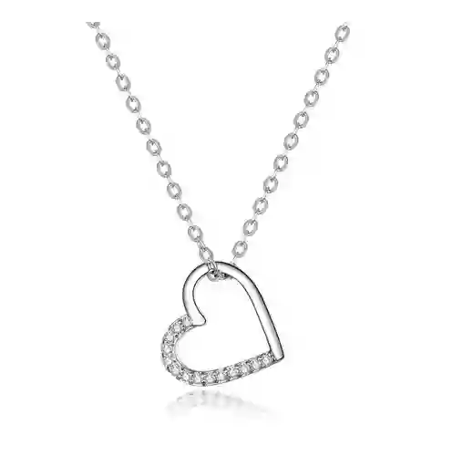 Collar Para Mujer Dije Corazón Con Circones En Plata 925