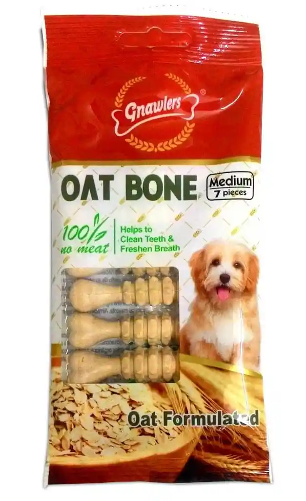 Snack Cuidado Digestivo Con Avena Gnawlers Oat Bone Mediano 7 Piezas