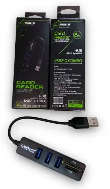 Multipuerto Adaptador Card Reader Usb 2.0 Hub Ramitech