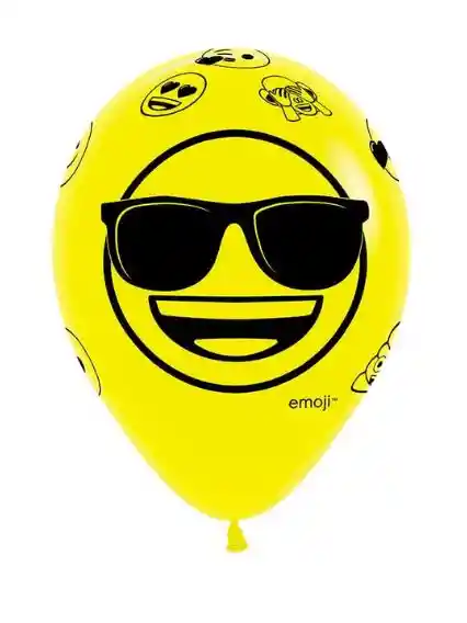 R-12 Globos Bombas Fashion Amarillo Emoji 3d X10 Unds Sempertex