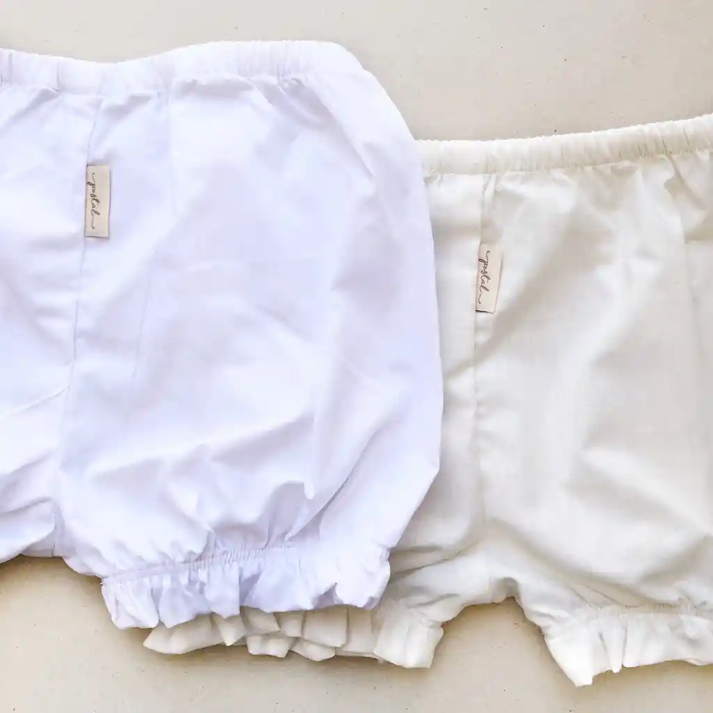 Ropa De Bebé. Bombacho / Cubre Pañal, Short Blanco Algodón 24 M